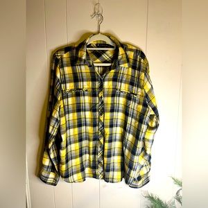 Blue and yellow flannel oversized